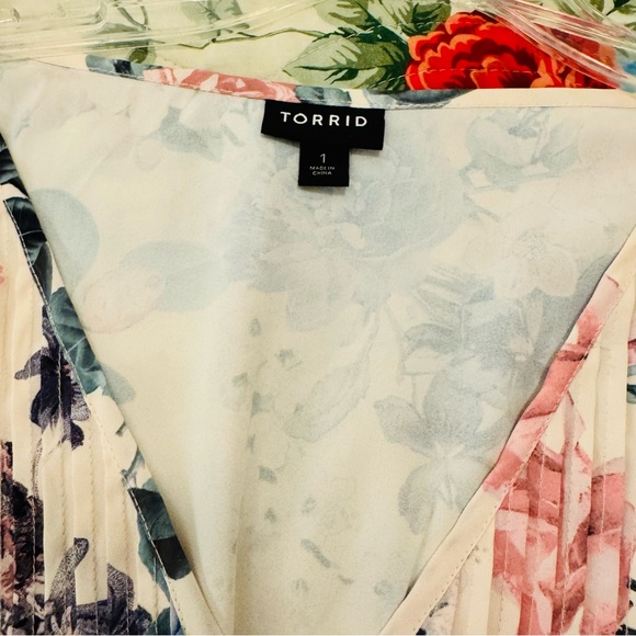Torrid Floral Blouse - Pink and Blue - Picture 5 of 9